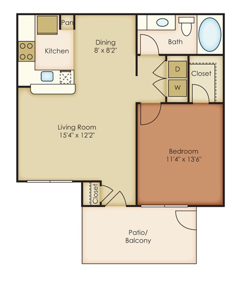 A1 Floor Plan at Villages of Briar Forest, Houston, TX 77077  